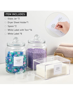 Frascos de vidrio herméticos LANDNEOO 1.89L con soporte y etiquetas 2