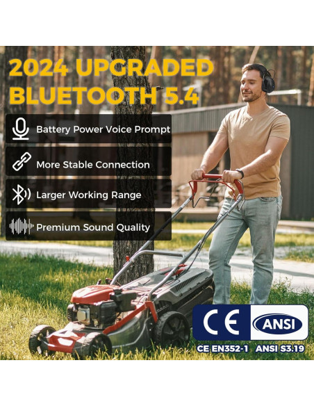 Auriculares de Protección Auditiva Bluetooth 5.4 30dB Negro