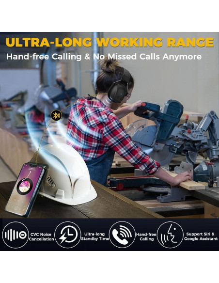 Auriculares de Protección Auditiva Bluetooth 5.4 30dB Negro