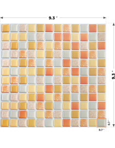 Azulejos Mosaico 3D Autoadhesivos Yoillione Amarillo 4 Hojas 2