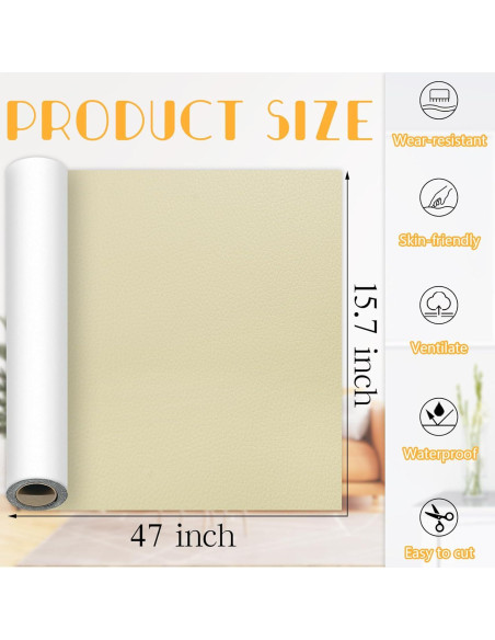 Parche de reparación de cuero autoadhesivo Ruaniao 40x119.4 cm beige Parche de reparación de cuero autoadhesivo Ruaniao 40x119.4 cm beige