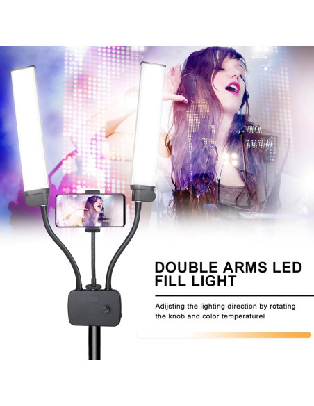 Luz de Video LED Doble Brazo 45W CCYLEZ Ajustable Portátil