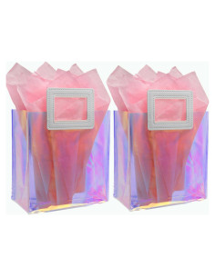 Bolsas de Regalo Transparentes Holográficas Caleihd 2-Pack 20x18x10cm