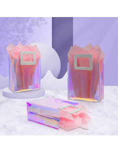 Bolsas de Regalo Transparentes Holográficas Caleihd 2-Pack 20x18x10cm 2
