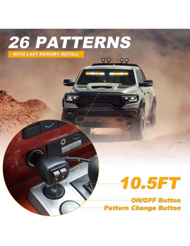 Barra de Luz Estroboscópica de Emergencia LRTER 45cm Ámbar/Blanco