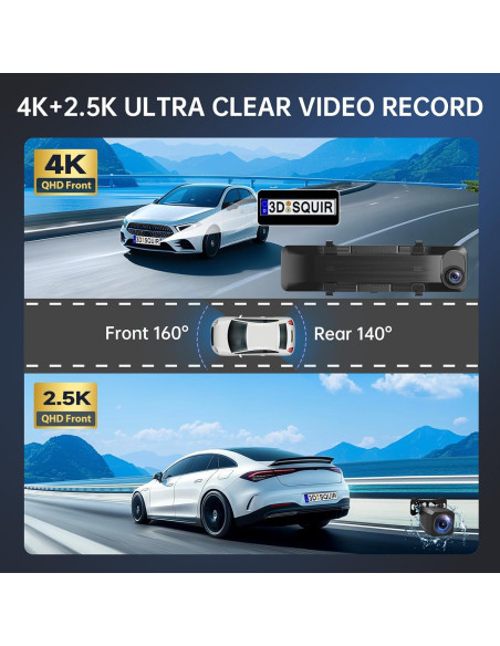 Cámara Dash 4K TUIFAC VT15 con GPS y Pantalla 12"