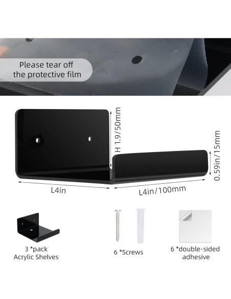 Estantes Flotantes de Acrílico Douildhaiy - 3 Piezas 10.16 cm