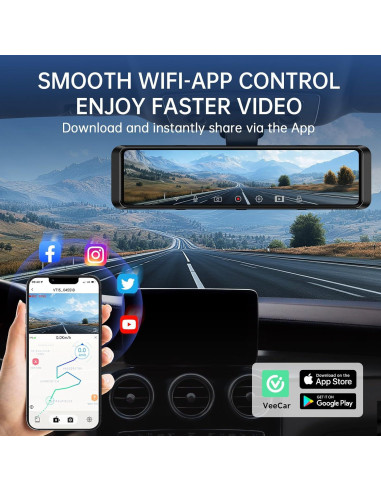 Cámara Dash 4K TUIFAC VT15 con GPS y Pantalla 12"