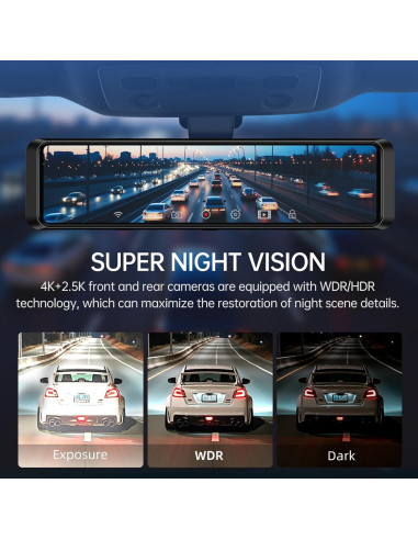 Cámara Dash 4K TUIFAC VT15 con GPS y Pantalla 12"