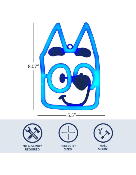 Arte de Pared Colgante LED Neón Bluey 20.5x13.97 cm Arte de Pared Colgante LED Neón Bluey 20.5x13.97 cm