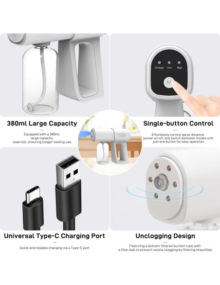 Nebulizador Desinfectante Inalámbrico Svkipibe K5 380ml