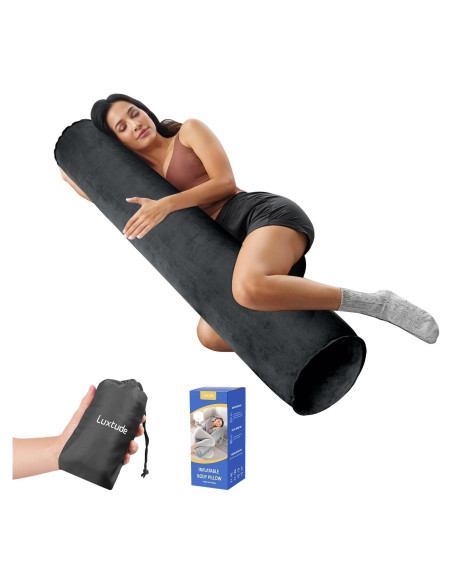 Almohada Corporal Inflable Luxtude 120 cm Negra para Dormir