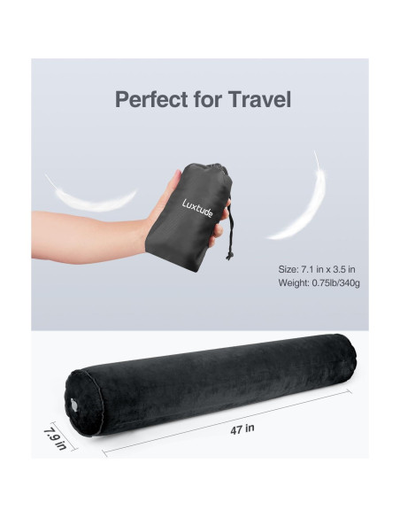 Almohada Corporal Inflable Luxtude 120 cm Negra para Dormir