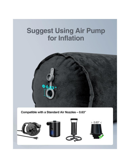 Almohada Corporal Inflable Luxtude 120 cm Negra para Dormir