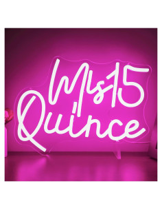 Letrero de Neón Mis Quince Dimmable Geeinar 22.86x31.75cm