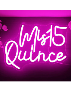 Letrero de Neón Mis Quince Dimmable Geeinar 22.86x31.75cm 2