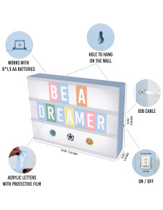 Caja de Luz LED Azul BONNYCO con 400 Letras y Emojis 2