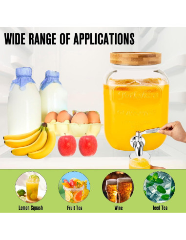 Dispensador de Bebidas de Vidrio MAHOOMMAKH 3.785L Doble con Soporte