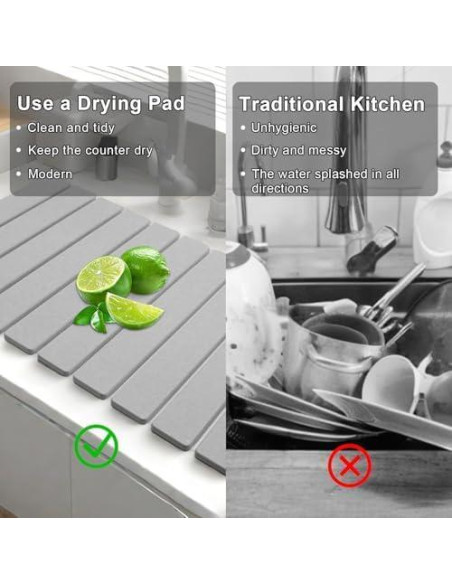 Alfombrilla de Secado de Platos Equicklynx 61x41 cm Diatomácea