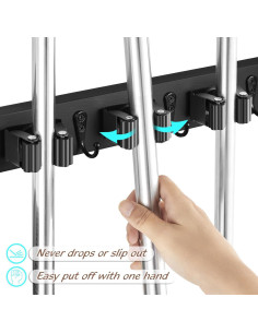 Soporte de Escoba y Mopa Montado en Pared OUTNILI - 2 Paquetes 2