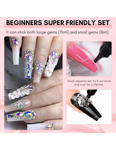 Conjunto de Pegamento para Piedras Preciosas Makartt 15ml + 8ml
