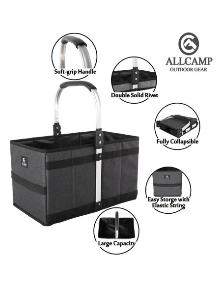 Cesta Plegable ALLCAMP 27L Negra - Almacenamiento Compacto