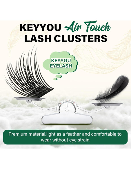 Racimos de Pestañas KEYYOU 144pcs D Curl 10mm Ultra Livianas Racimos de Pestañas KEYYOU 144pcs D Curl 10mm Ultra Livianas