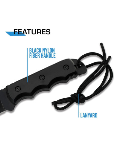 Cuchillo de Hoja Fija MTech USA MT-20-35BK, 20.32 cm, Negro