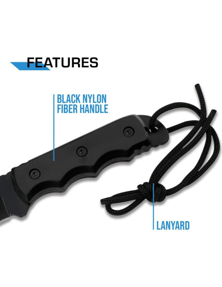 Cuchillo de Hoja Fija MTech USA MT-20-35BK, 20.32 cm, Negro