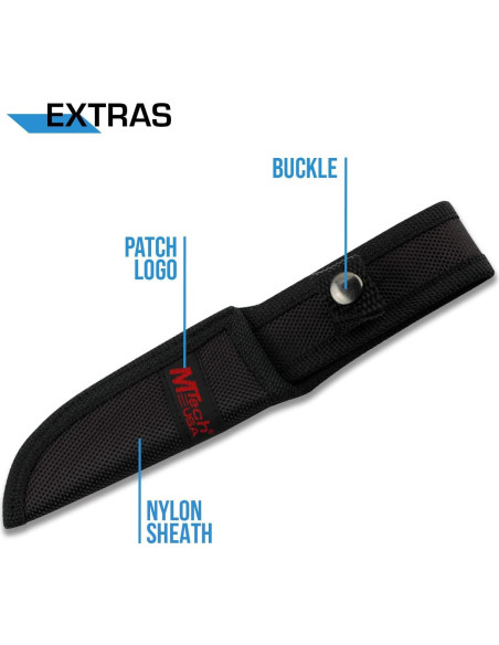 Cuchillo de Hoja Fija MTech USA MT-20-35BK, 20.32 cm, Negro