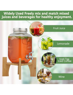 Dispensador de Bebidas de Vidrio Hiziwimi 4L con Grifo Inoxidable 2