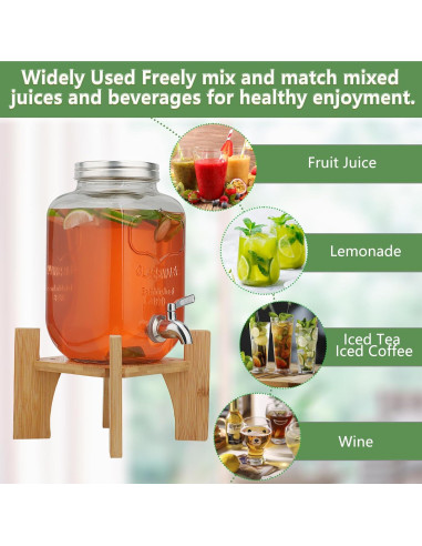 Dispensador de Bebidas de Vidrio Hiziwimi 4L con Grifo Inoxidable