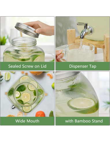 Dispensador de Bebidas de Vidrio Hiziwimi 4L con Grifo Inoxidable