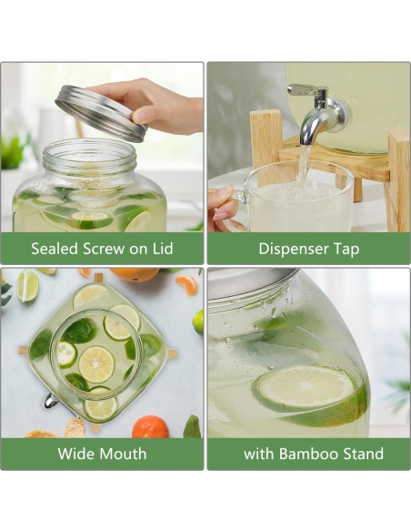 Dispensador de Bebidas de Vidrio Hiziwimi 4L con Grifo Inoxidable