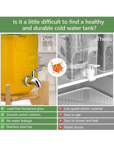 Dispensador de Bebidas de Vidrio Hiziwimi 4L con Grifo Inoxidable