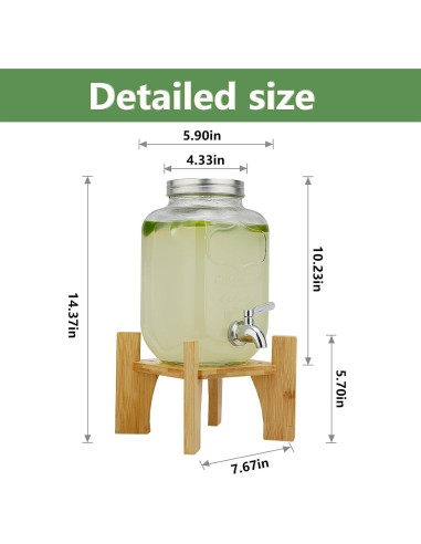 Dispensador de Bebidas de Vidrio Hiziwimi 4L con Grifo Inoxidable