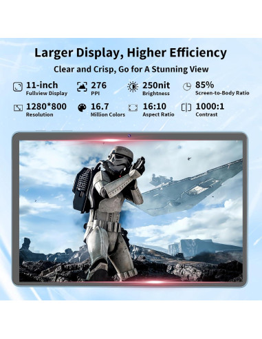 Tablet Android 15 QDDQ 11" 24GB RAM 128GB 1TB Expandible