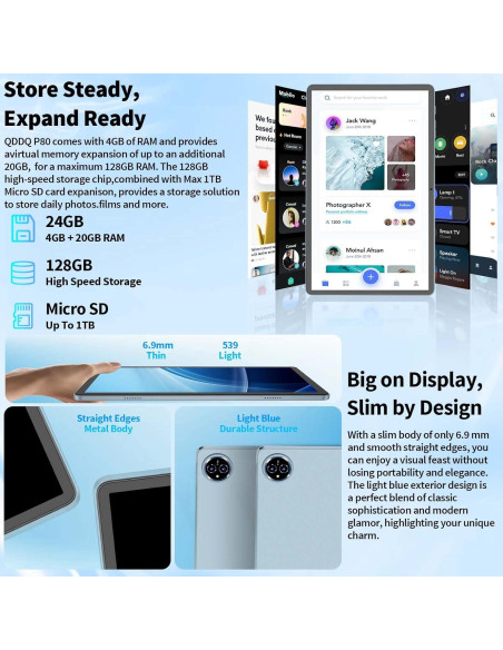 Tablet Android 15 QDDQ 11" 24GB RAM 128GB 1TB Expandible Tablet Android 15 QDDQ 11" 24GB RAM 128GB 1TB Expandible