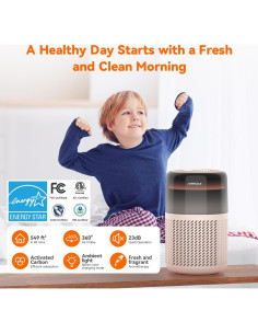 Purificador de Aire AIRROMI A2005 Beige, Filtro HEPA, 51 m 2