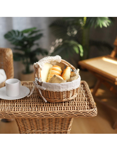 Cesta de Mimbre SHCMSADO con Asas 25x22x12.5 cm Beige