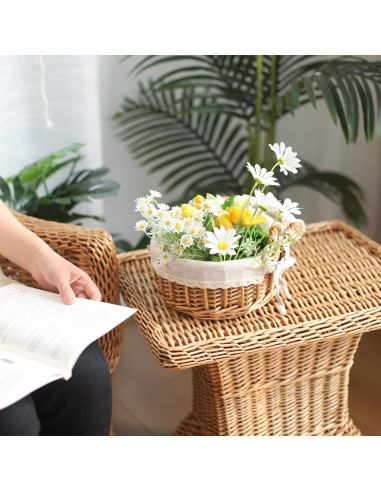 Cesta de Mimbre SHCMSADO con Asas 25x22x12.5 cm Beige
