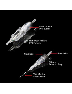 Agujas de Cartucho para Tatuaje Emalla 60Pcs Tamaño Mixto 2