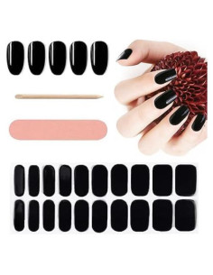 20 Tiras de Esmalte de Uñas de Gel Curado EBANKU Negro