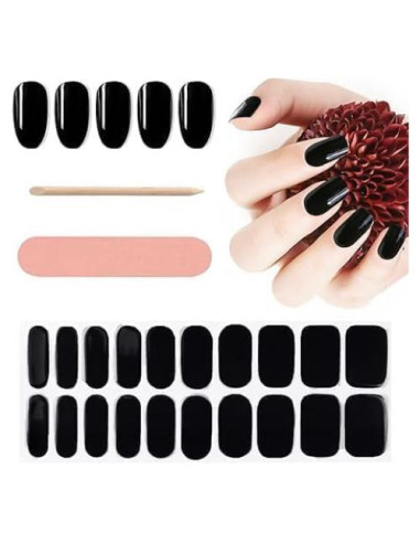 20 Tiras de Esmalte de Uñas de Gel Curado EBANKU Negro