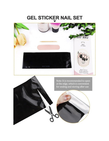 20 Tiras de Esmalte de Uñas de Gel Curado EBANKU Negro