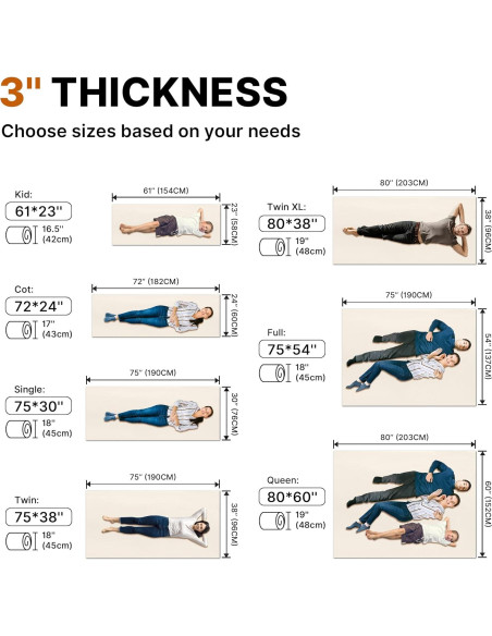 Colchón Futon Gaialoop Twin XL Espuma Viscoelástica 80x38cm