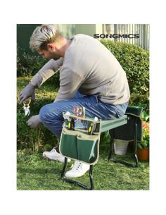 Banco de Rodillas y Asiento de Jardín SONGMICS Verde 60x27.5cm 2