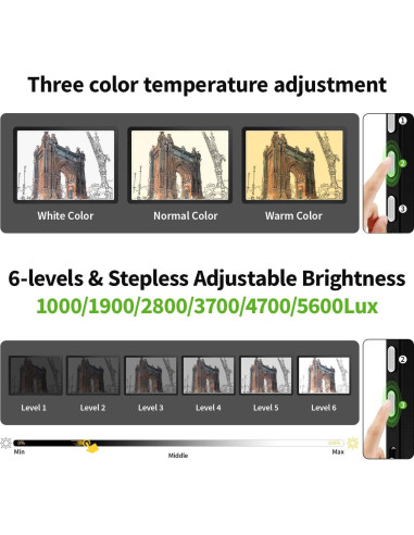 Mesa de Luz A3 Recargable Zocelight LED 5600 Lux Negra