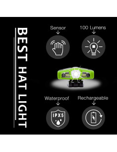 Luz de Clip LED CREE Verde Recargable para Gorra - 6 Modos 2