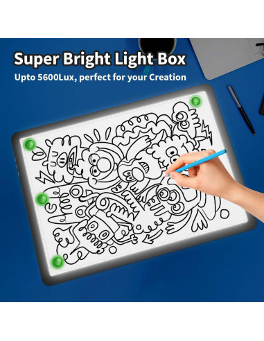 Mesa de Luz A3 Recargable Zocelight LED 5600 Lux Negra